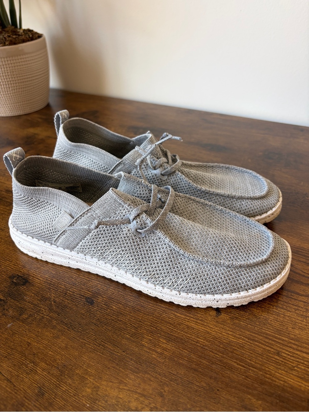 HEYDUDE Wendy Stretch Sox Casual Shoes for Women Light Gray - 8